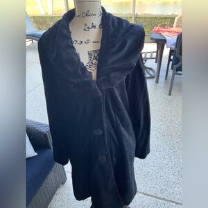 Gently worn once 3 Sisters Elegant Black velvet Coat with Large Collar